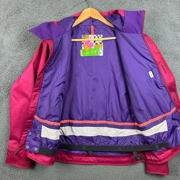 Burton Dryride Jet Set Snowboard Jacket Womens Medium Pink Insulated Hooded Ski - Picture 4 of 8